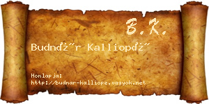 Budnár Kalliopé névjegykártya